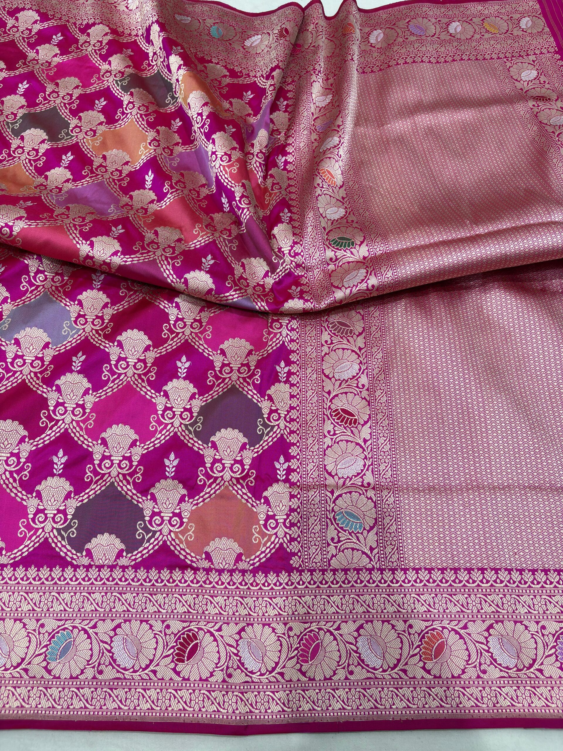 rangkat ranpink pure katan silk banarasi handloom handwoven kadhwa sarees