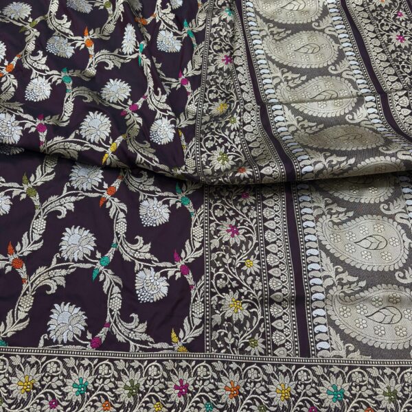 brown shade pure katan silk banarasi handloom handwoven kadhwa jangla sarees
