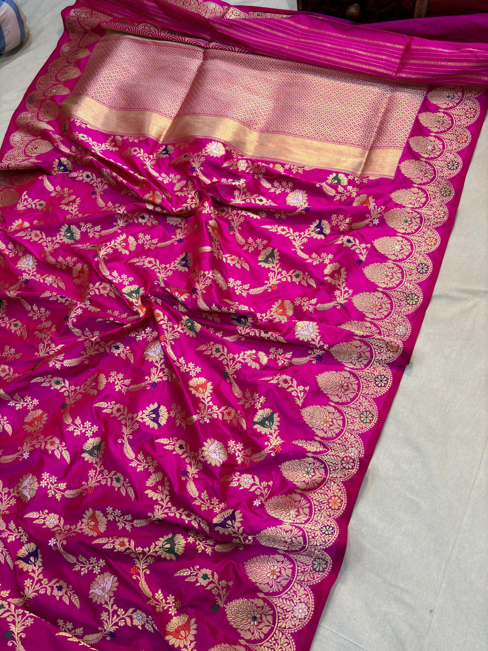 ranipink pure katan silk banarasi handloom handwoven kadhwa jangla sarees - Image 2