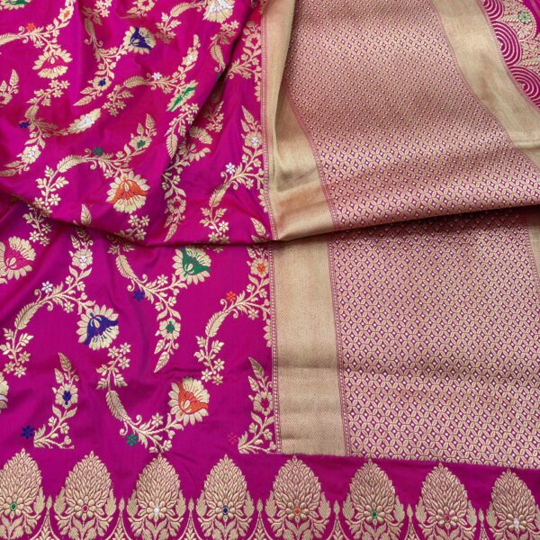 ranipink pure katan silk banarasi handloom handwoven kadhwa jangla sarees