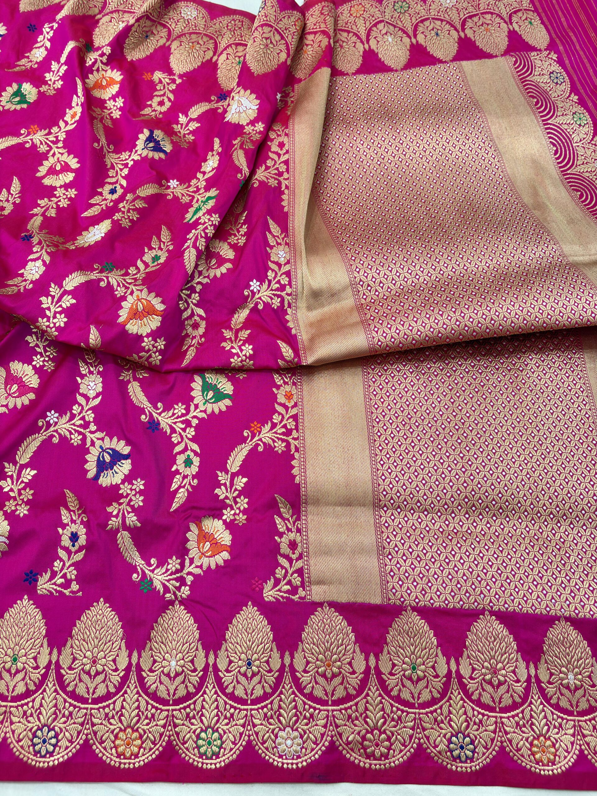 ranipink pure katan silk banarasi handloom handwoven kadhwa jangla sarees