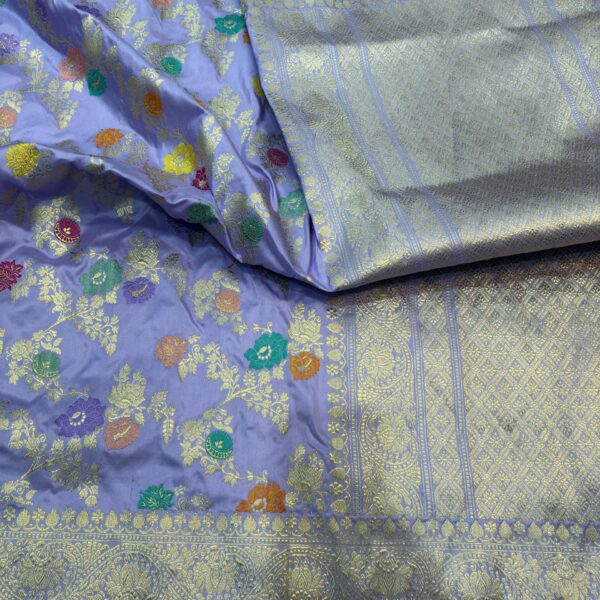 lavendar pure katan silk banarasi handloon handwoven kadhawa sarees