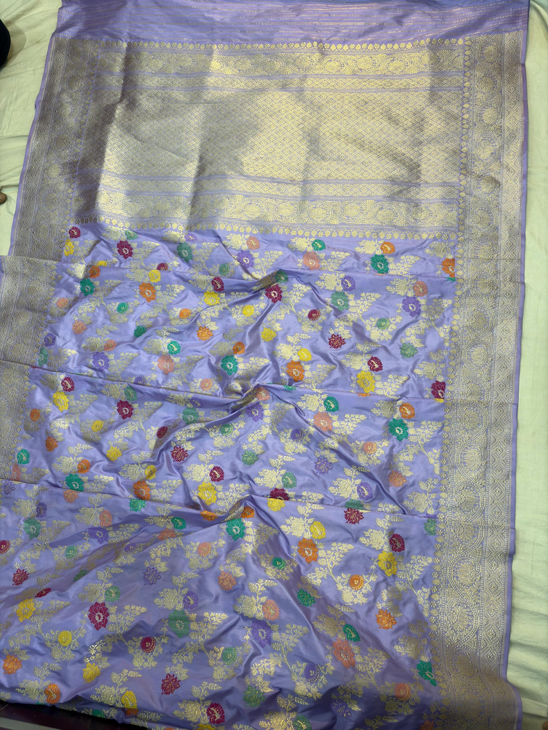 lavendar pure katan silk banarasi handloon handwoven kadhawa sarees - Image 2