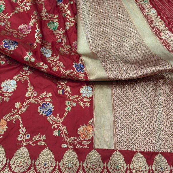 red pure katan silk banarasi handloom handwoven kadhwa jangla sarees