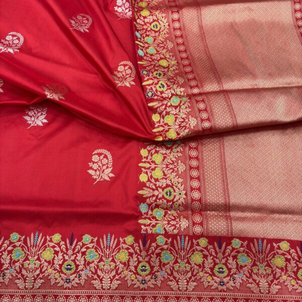 red pure katan silk banarasi handloom handwoven kadhwa sarees