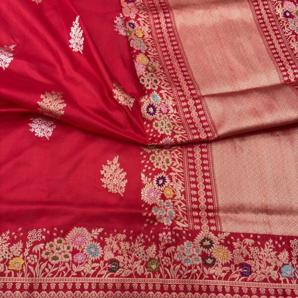 red pure katan silk banarasi handloom handwoven kadhwa sarees
