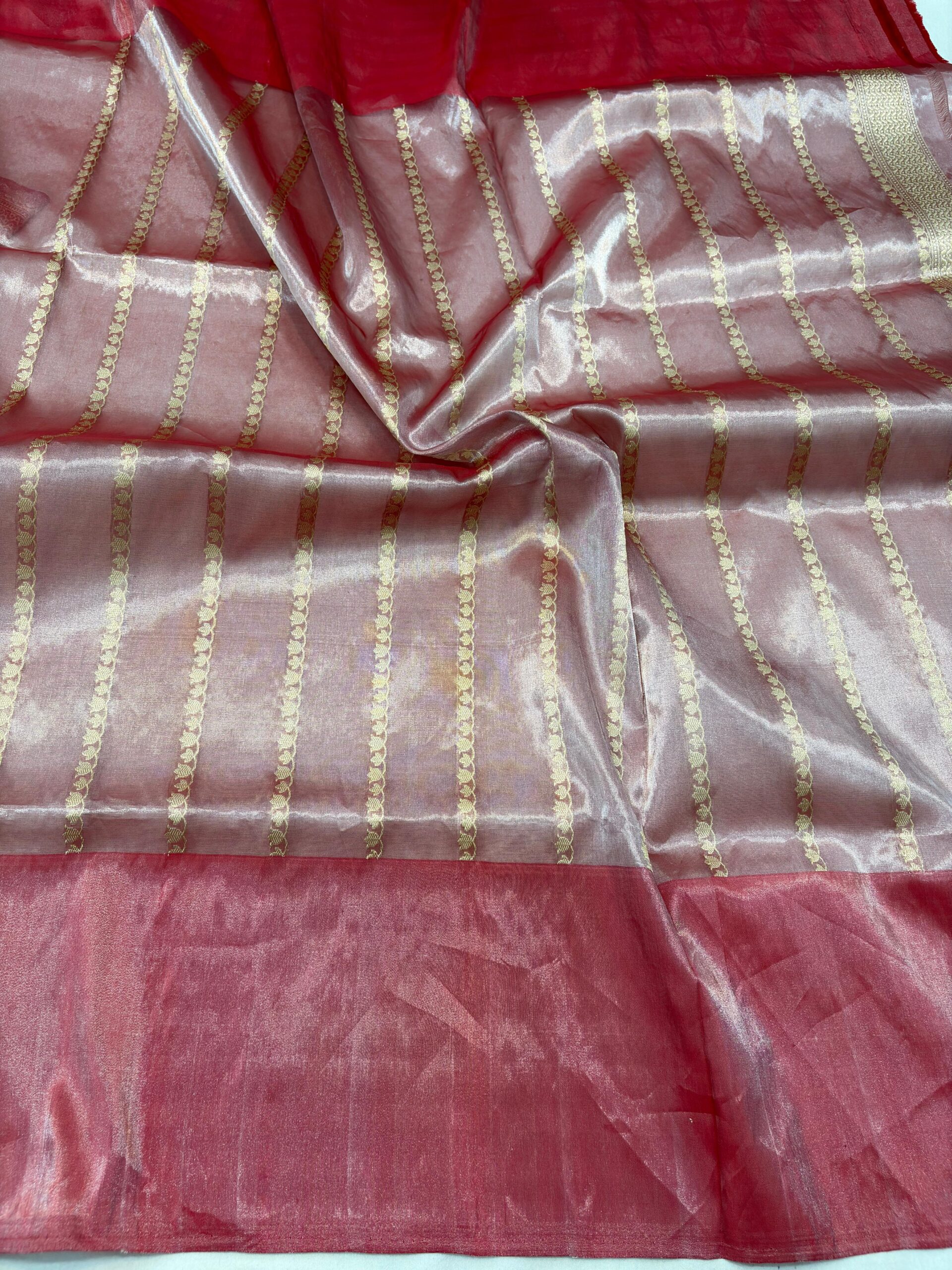 light shade pure kora tissue silk banarasi handloom handwoven kadhwa sarees - Image 3