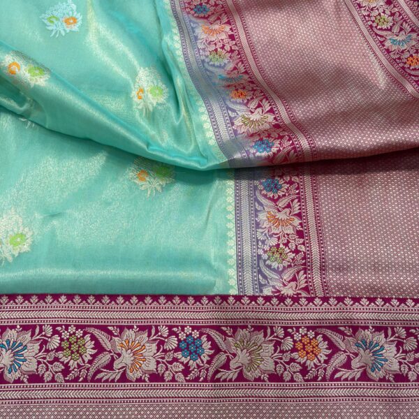 sea green pure tissue silk banarasi handloom handwoven kadhyal sarees,