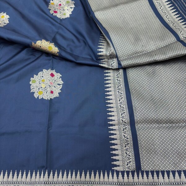 german blue iktara pure katan silk banarasi handloom handwoven kadhwa sarees