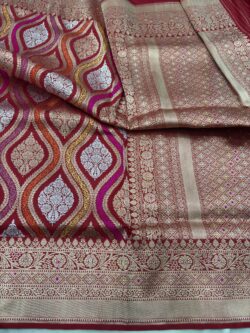 red pure katan silk banarasi handloom handwoven kadhwa luxry sarees,