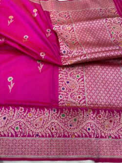 ranipink pure katan silk banarasi handloom handwoven kadhwa sarees