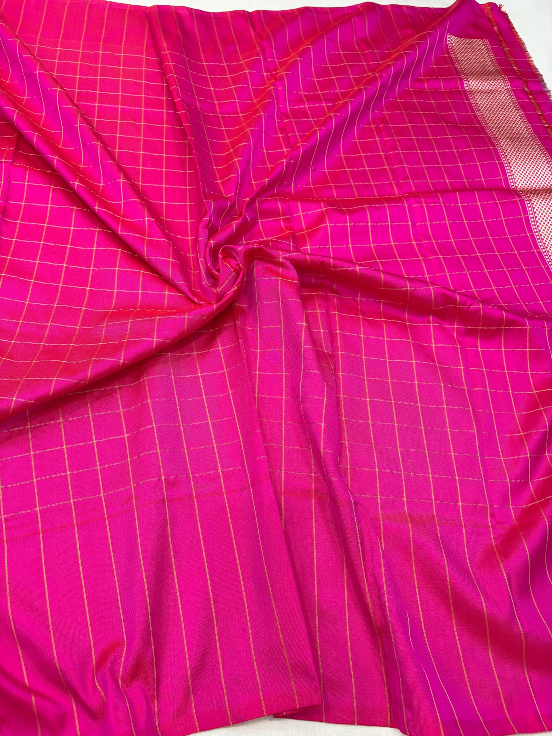 parrot green pure katan silk banarasi handloom handwoven kadhyal sarees, - Image 3