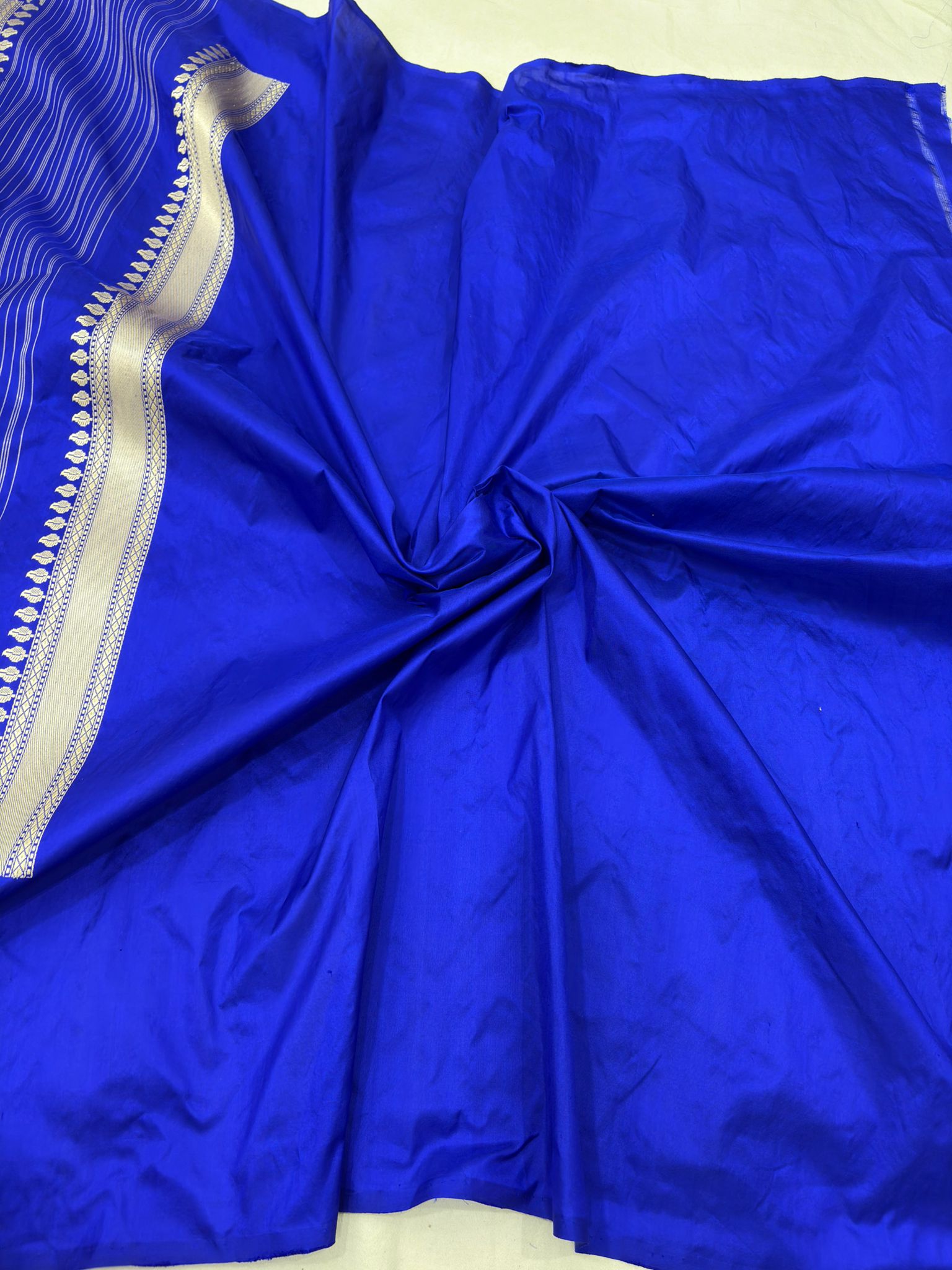 royal blue pure katan silk banarasi handloom handwoven kadhwa sarees, - Image 3