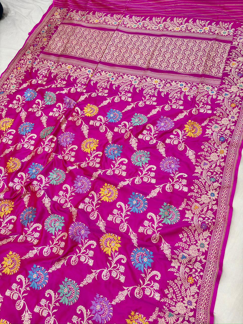 ranipink pure katan silk banarasi handloom handwoven kadhwa sarees,