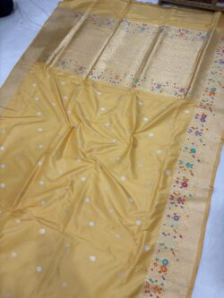 gold pure katan silk banarasi handloom handwoven kadhwa sarees,