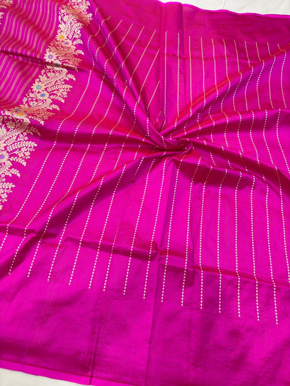 ranipink pure katan silk banarasi handloom handwoven kadhwa sarees, - Image 3
