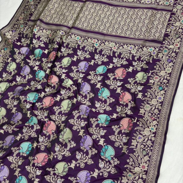 wine pure katan silk banarasi handloom handwoven kadhwa sarees,