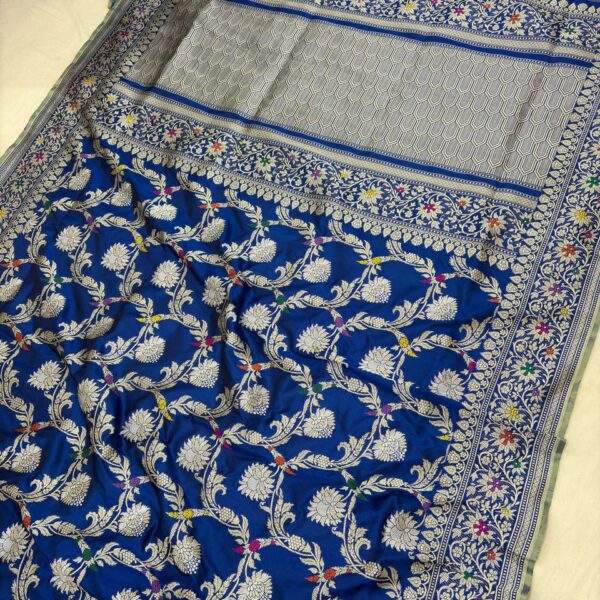 royal blue pure katan silk banarasi handloom handwoven kadhwa sarees