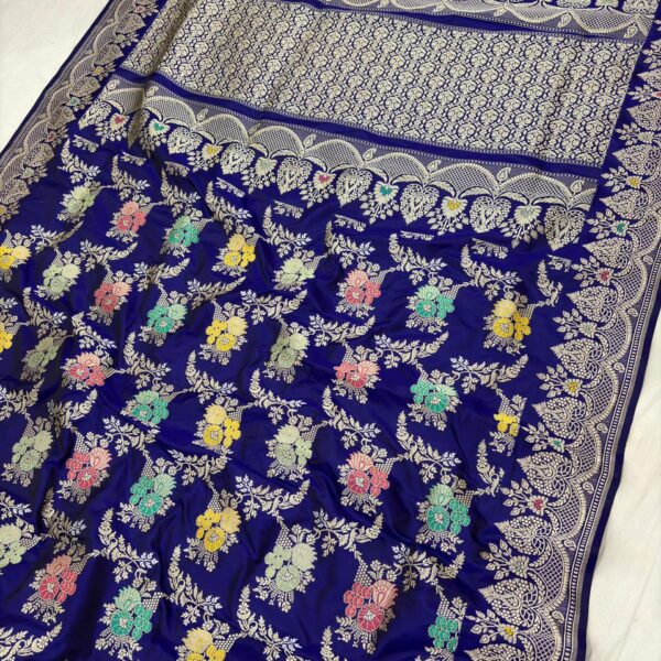 blue pure katan silk banarasi handloom handwoven kadhwa sarees