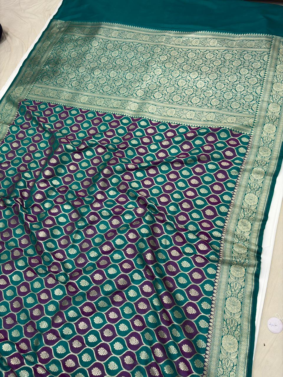 rangkat pure banarasi silk saree teal blue colour