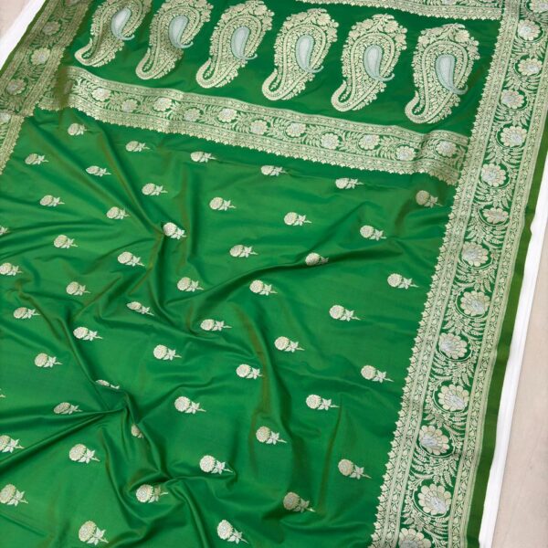 pure banarasi silk saree green colour