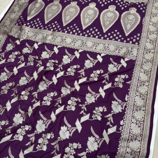 pure banarasi silk jaal saree purple colour