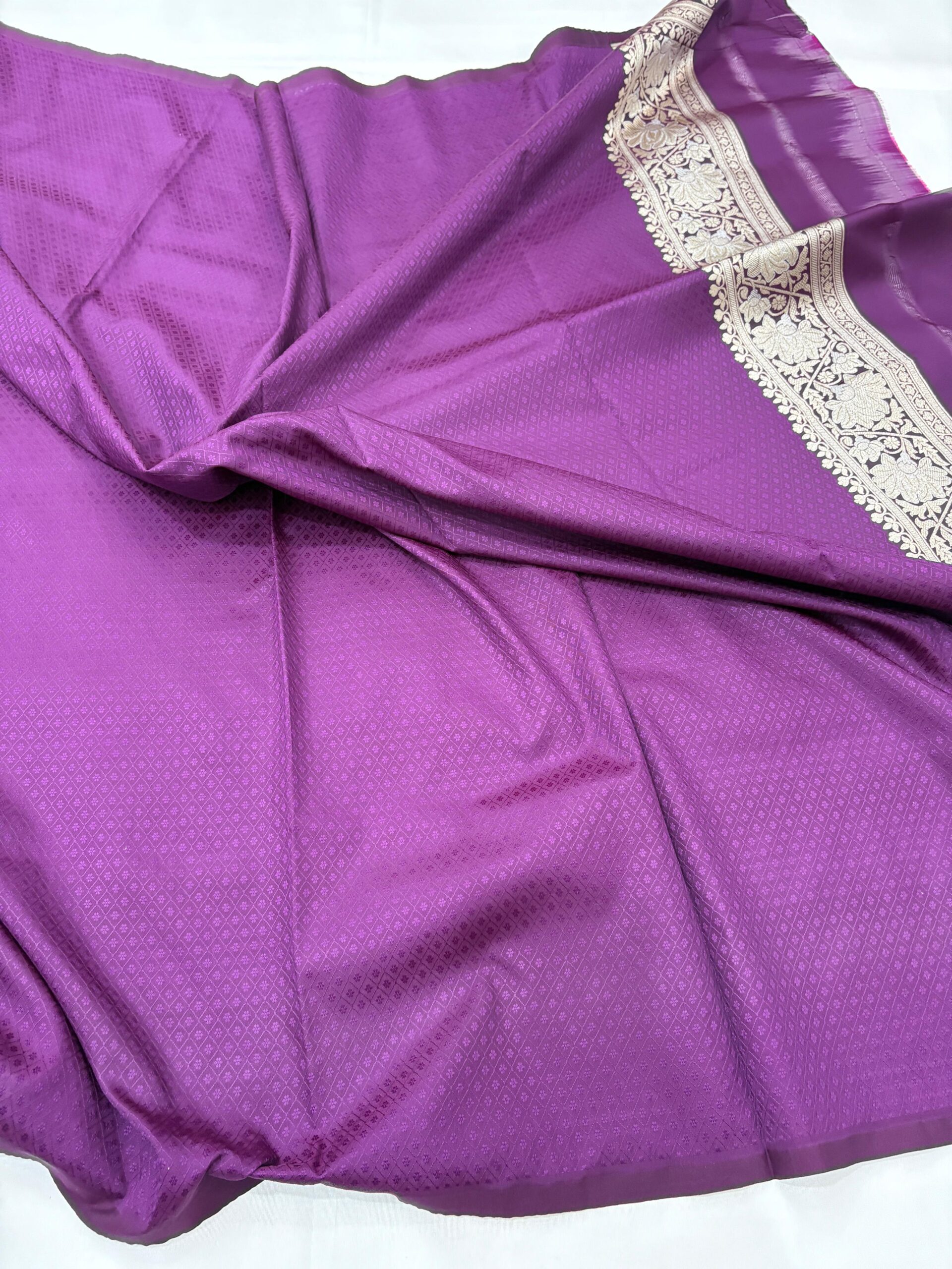 pure banarasi silk jaal saree purple colour - Image 3