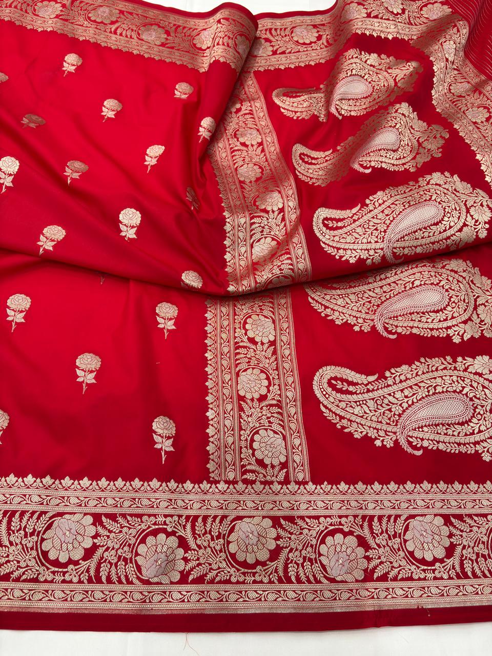 pure banarasi silk saree red colour - Image 2