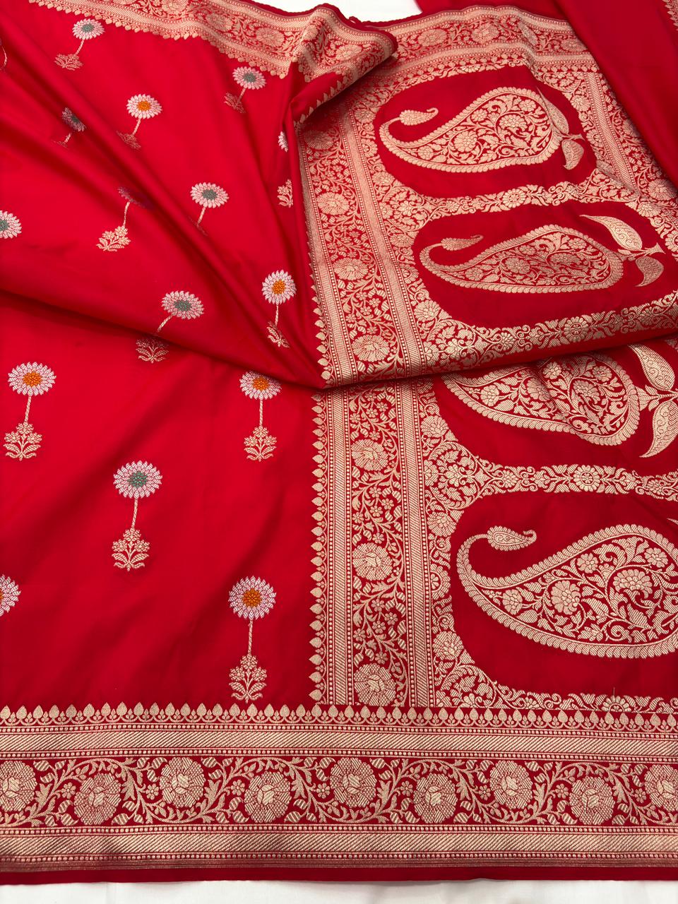 pure banarasi silk saree red colour - Image 2