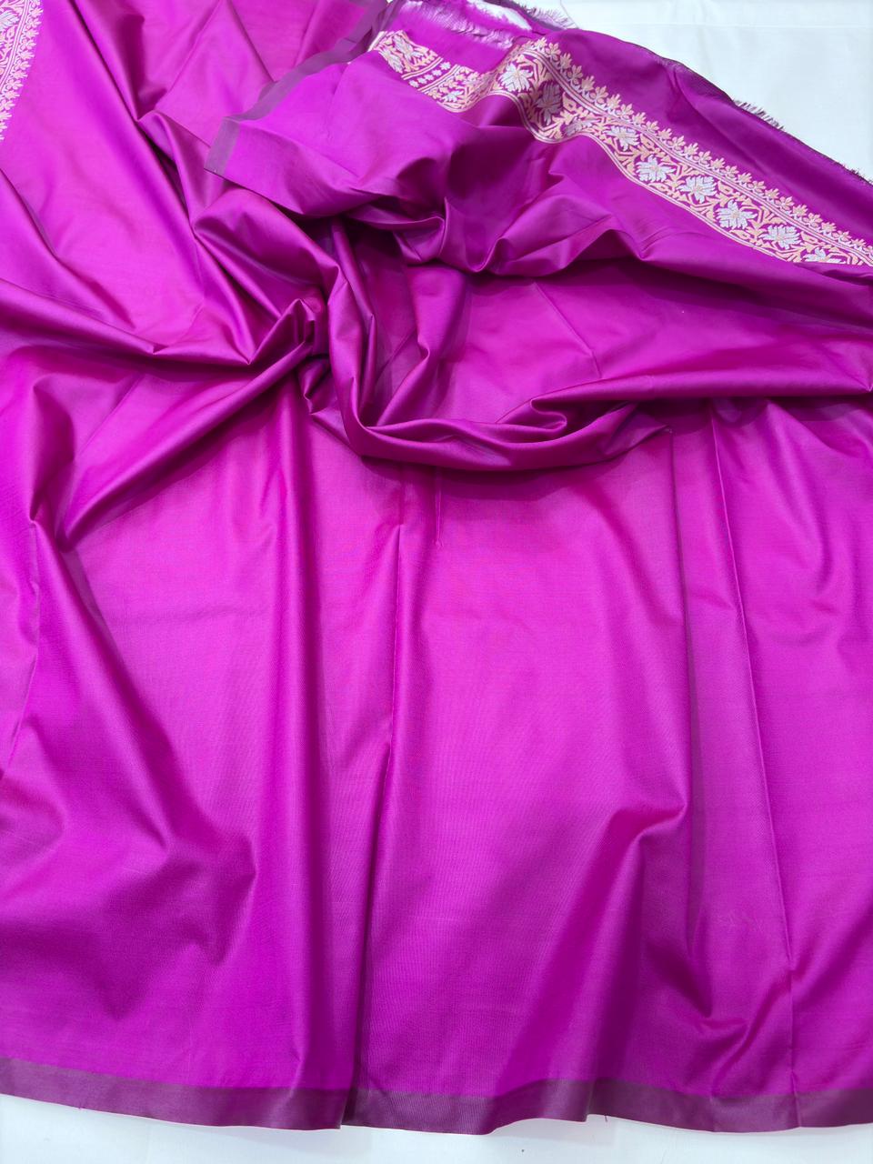 magenta colour pure banarasi silk sarees, - Image 3