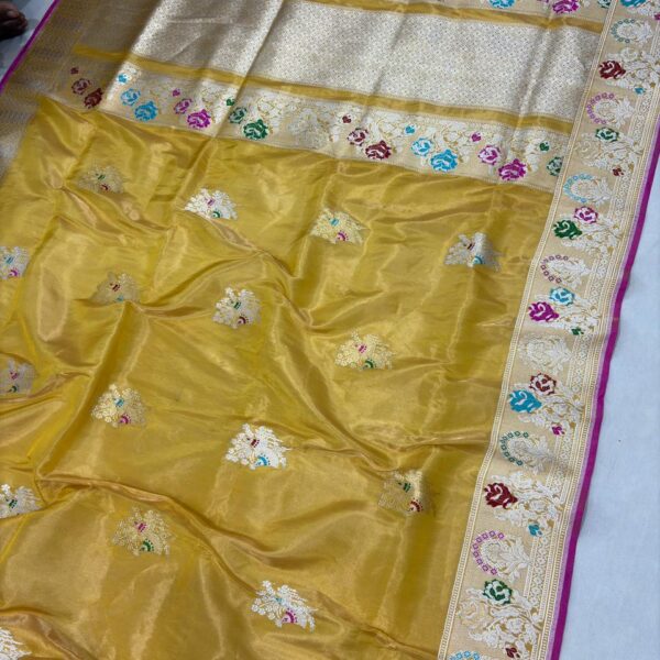 gold pure katan silk banarasi handloom handwoven kadhwa sarees