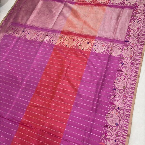 onion pink half half rangkat pure katan silk banarasi handloom handwoven kadhwa sarees