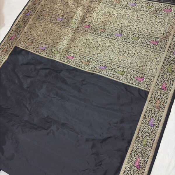 black pure katan silk banarasi handloom hndwoven sarees