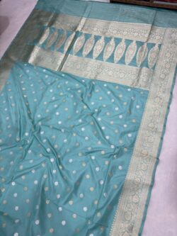 aqua blue pure raw mango silk banarasi handloom handwoven kadhwa sarees