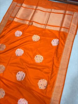 Fanta Orang Ektara Pure Katan Silk Banarasi Handloom Handwoven Kadhwa Sarees,