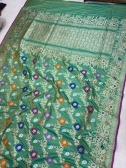 Pastel Green Colour Pure Katan Silk Banarasi Handwoven Kadhwa Sarees