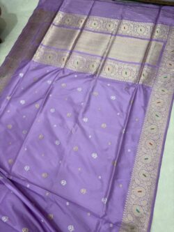 Lavendar Pure Katan Silk Banarasi Handloom Handwoven Kadhwa Sarees,
