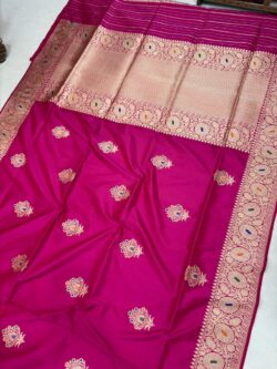 Ranipink Pure Katan Silk Banarasi  Handloom Handwoven Kadhwa Sarees