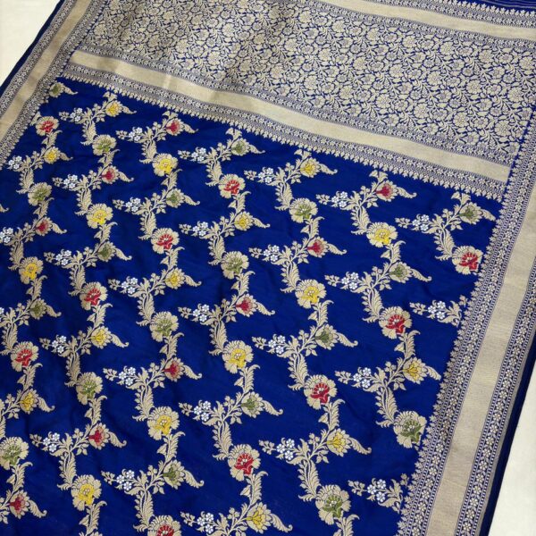 royal blue pure katan silk banarasi handloom handwoven kadhwa sarees,