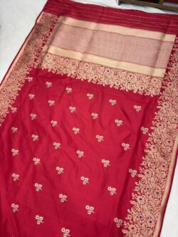 Red Pure Katan Silk Banarasi Handloom Handwoven Kadhwa Sarees