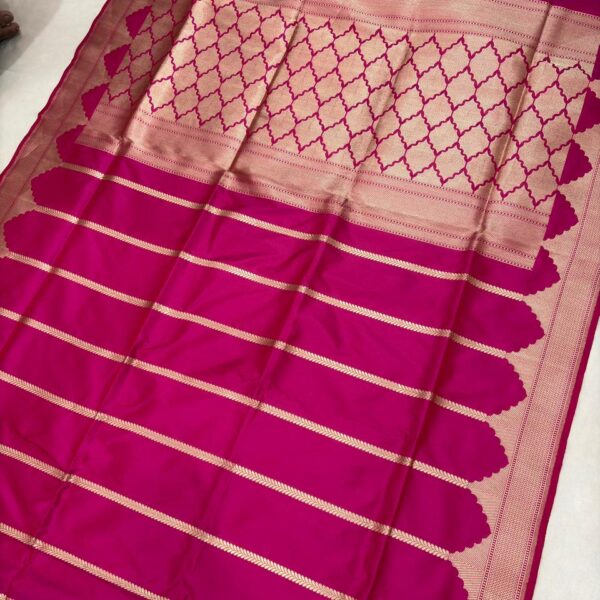 rani pink pure katan silk banarasi handloom handwoven kadhwa sarees