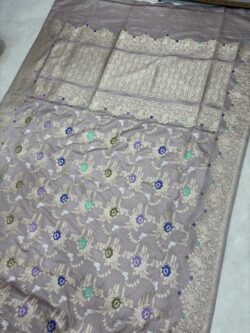 Pastel Shade Pure Katan Silk Banarasi Handloom Handwoven Kadhwa Jangla Sarees