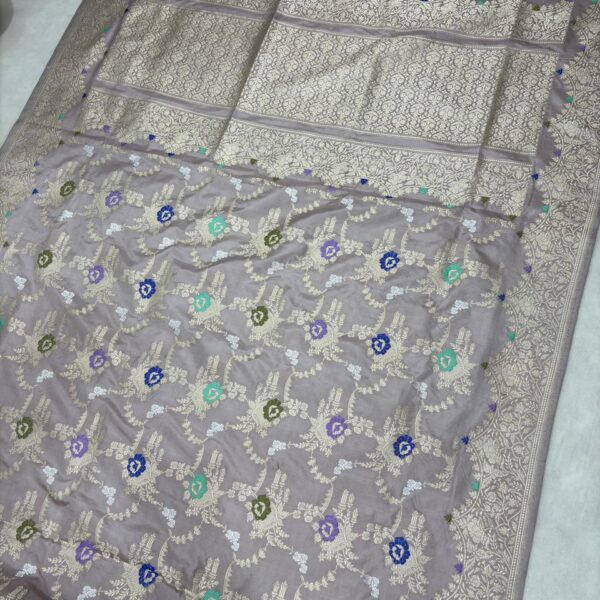 Pastel Shade Pure Katan Silk Banarasi Handloom Handwoven Kadhwa Jangla Sarees