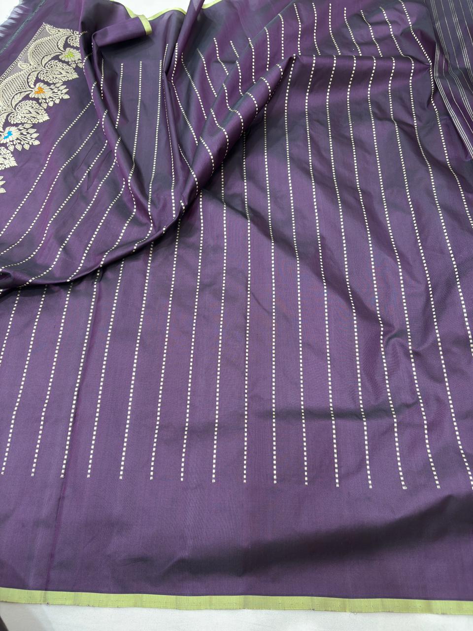 Brown Pure Katan Silk Banarasi Handloom Handwoven Kadhwa Jangla Sarees - Image 3