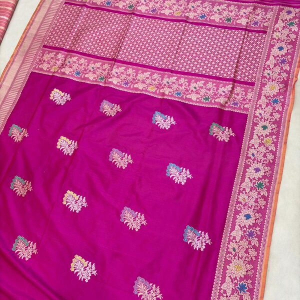 Ranpink Pure Katan Silk Banarasi Handloom Handwoven Kadhwa Sarees