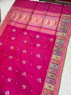 Ranipink Pure Katan Silk Banarasi Handloom Handwoven Kadhwa Sarees