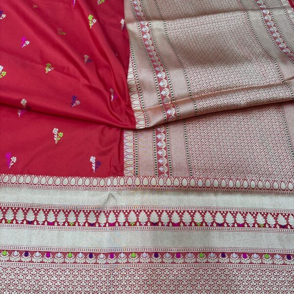 Red Pure Katan Silk Banarasi Handloom Handwoven Kadhwa Sarees