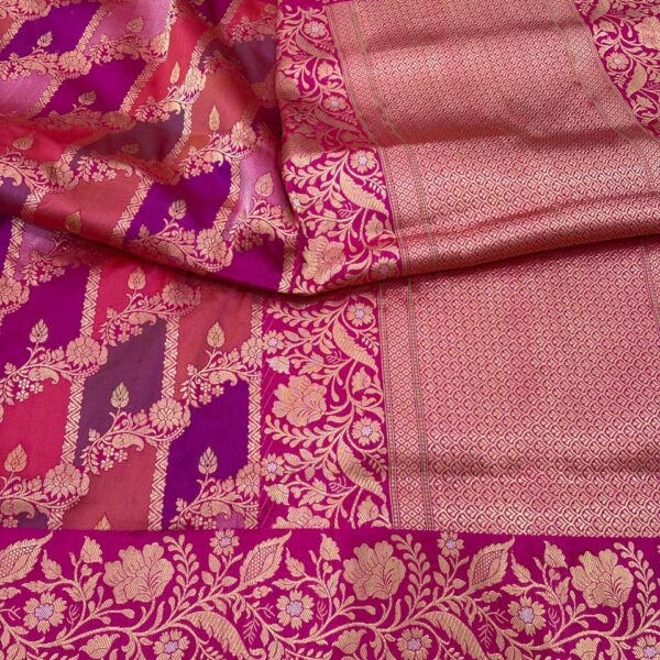 Rani Pink Rangkat Pure Katan Silk Banarasi Handloom Handwoven Kadhwa Sarees