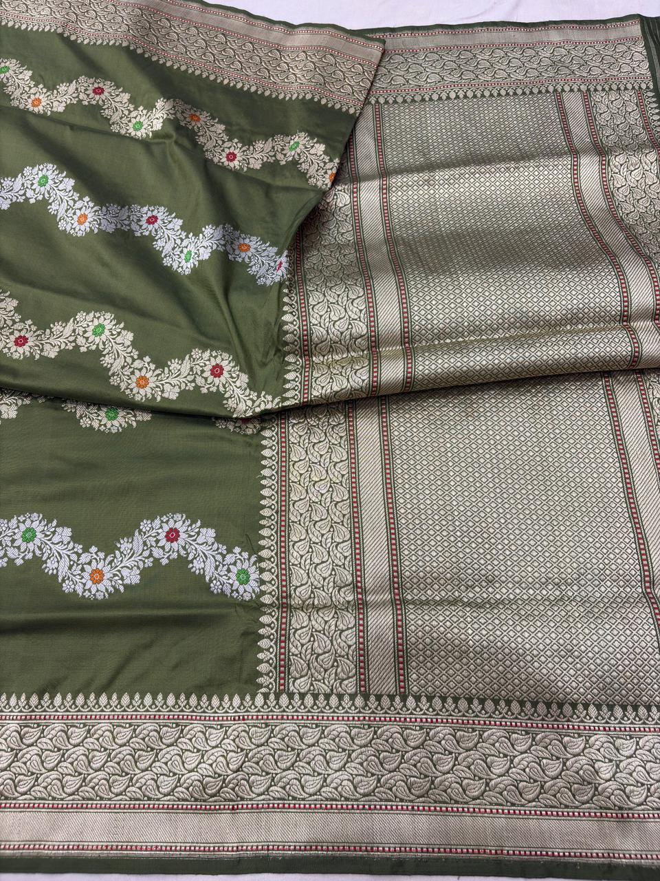 stunnig gray pure katan silk banarasi handloom handwoven kadhwa pathani sarees stunnig gray pure katan silk banarasi handloom handwoven kadhwa pathani sarees