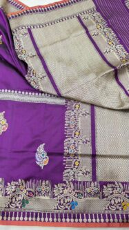 Stunnig Purple Pure Katan Silk Banarasi Handloom Handwoven Kadhwa Saree